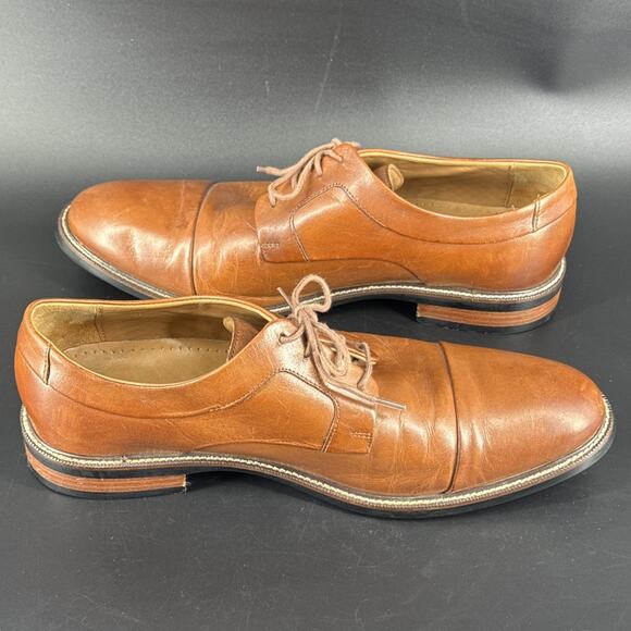 Cole Haan Shoes Men's 9.5 W Brown Leather Warren Cap Toe Derby Lace Up C20153 - Picture 8 of 12